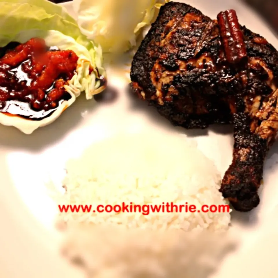 Ayam Panggang Bumbu Rendang / Chicken BBQ in Spicy Caramelize Curry, simply served with Jasmine white rice and Rie's Sambal..|rie simsさん