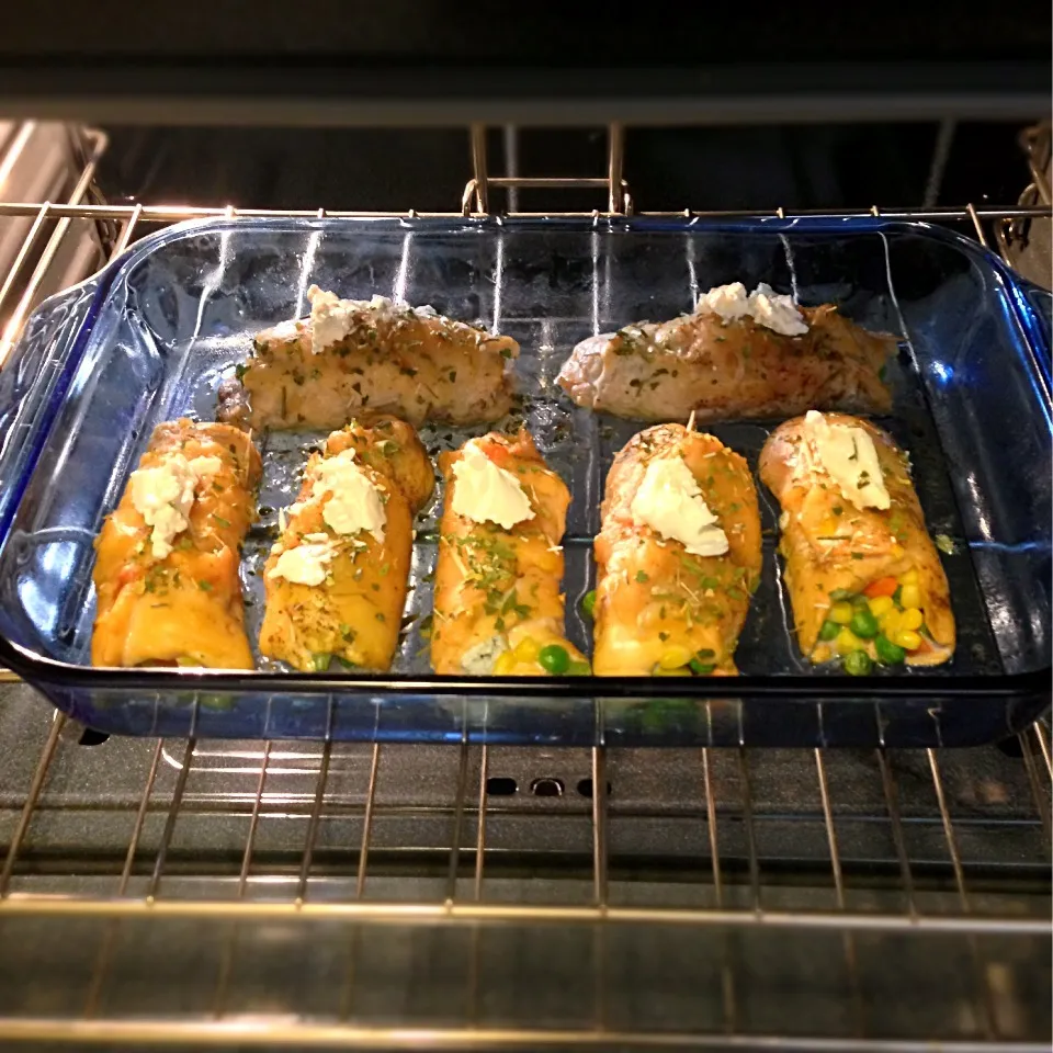 Rollos de Pollo Rellenos de Verduras|Loreleyさん