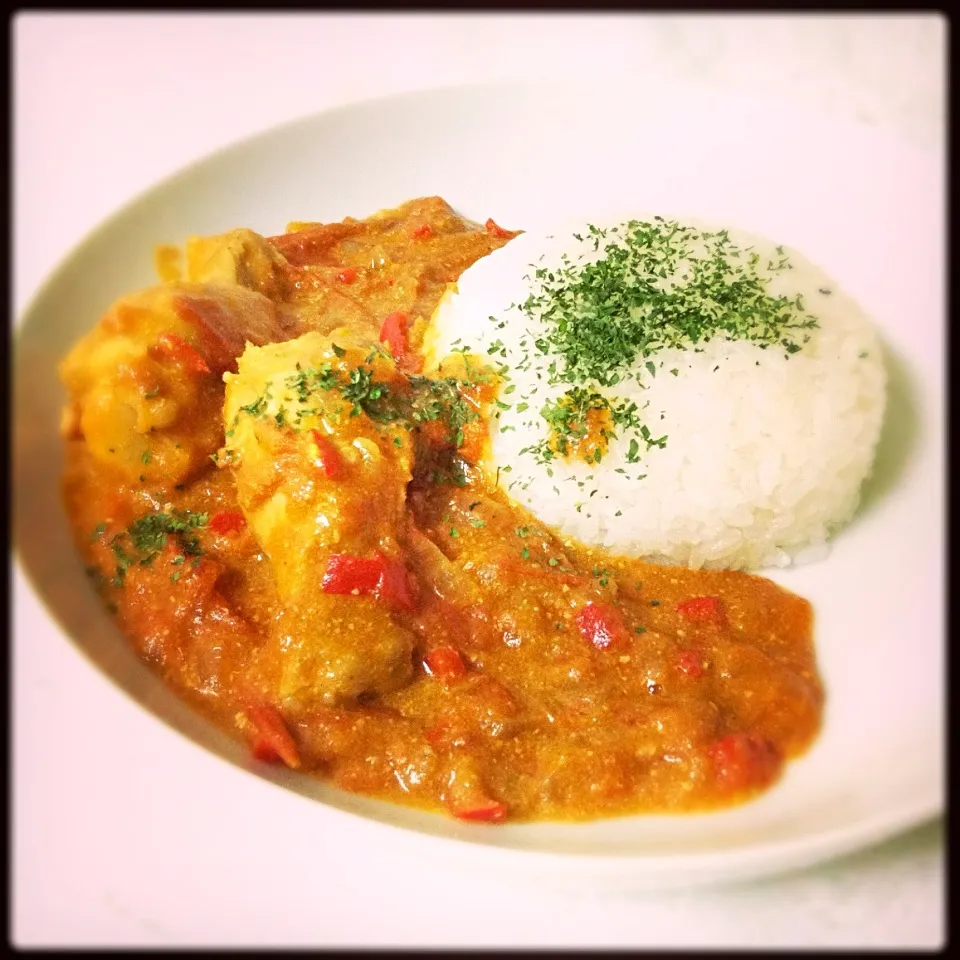 トマトの酸味がきいたバターチキンカレー(^-^)/|ありささん