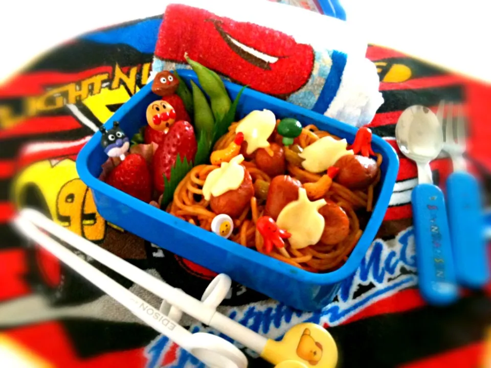 [Kid's Japanese Bento] Ketchup Pasta, Fresh Strawberry, Idamame ❤❤|keikeilimさん