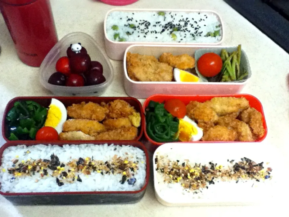 今日はハニーからお弁当のリクエストがあったので三人チキンカツ弁当^^  Today's lunch box. Honey also wanted the chicken cutlet.|hoppycowさん