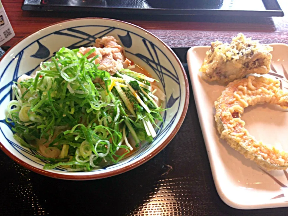 牛しゃぶぶっかけごまらーうどん&かぼちゃ天&舞茸天|ゆないちごさん