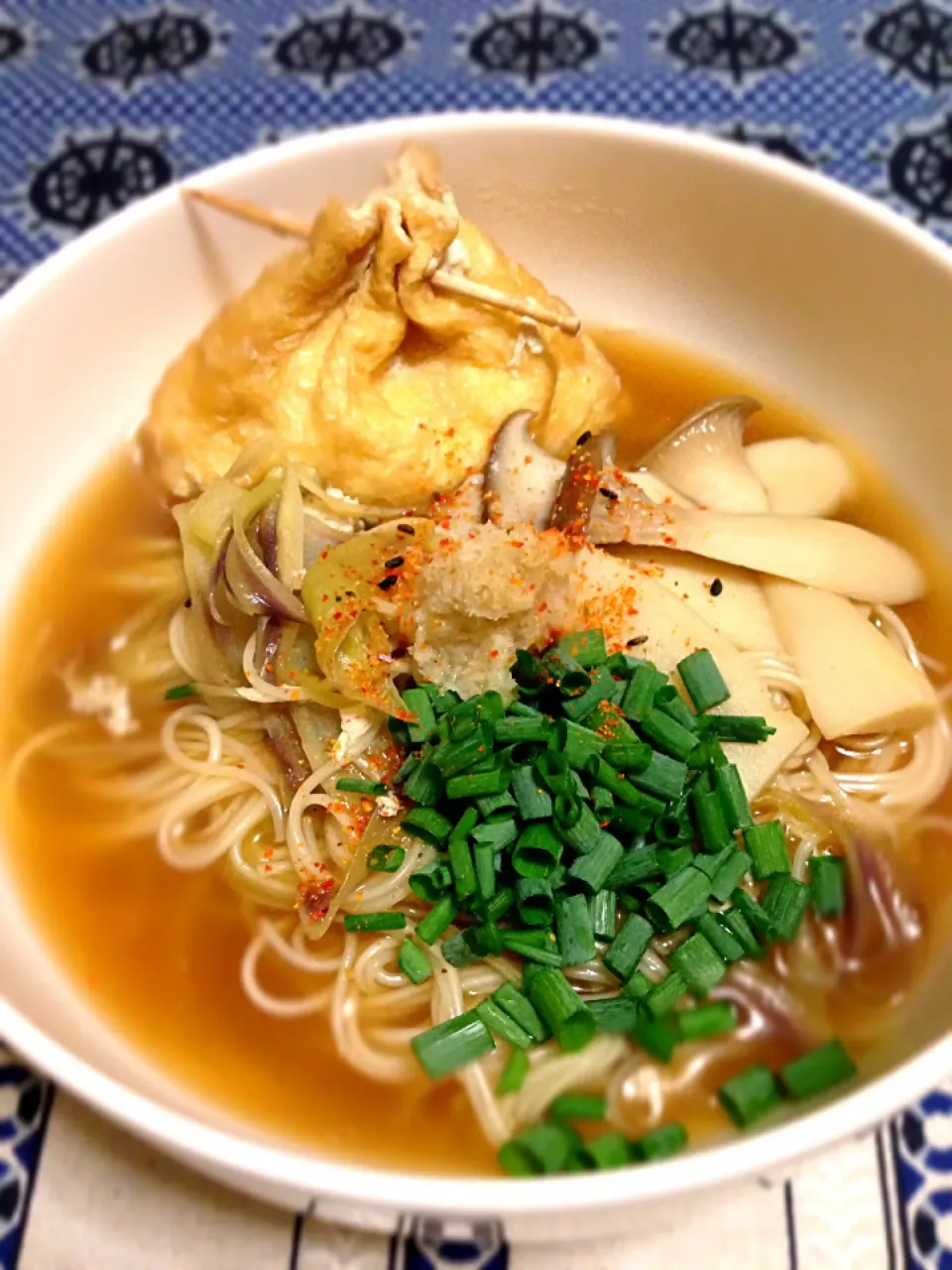 Snapdishの料理写真:玉子巾着にゅうめん|カザラさん