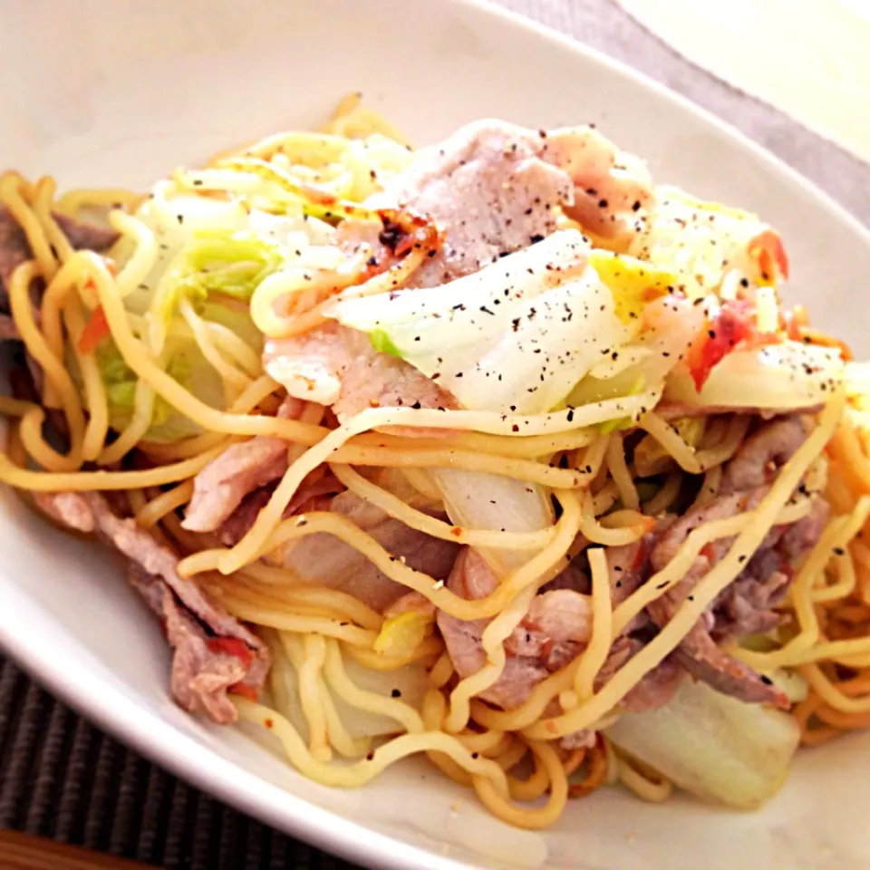 豚肉と白菜の梅風味塩焼きそば|あいさん