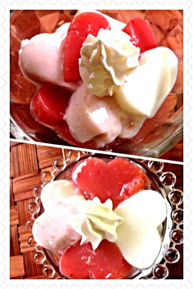 Almond Pudding&strawbery jelly 🎵杏仁豆腐&苺ｾﾞﾘｰ🍓|🌈Ami🍻さん