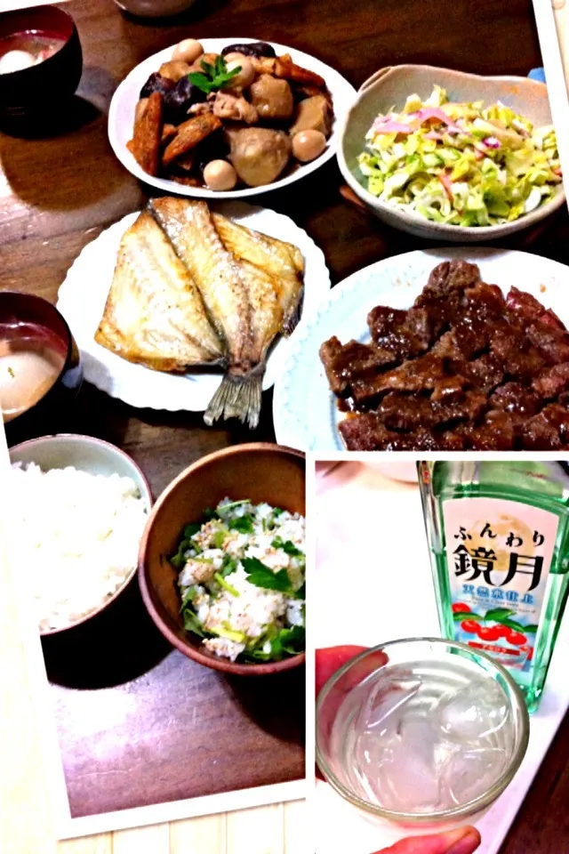 今晩ご飯…リピSDと、皆大好きツボ鯛！一匹しかないから、肉焼いたん。。。アセロラ鏡月ヤバいぃˉ̞̭ ( ›◡ु‹ ) ˄̻ ̊うまくて、明日起きれるの⁇|いよこ🍻さん