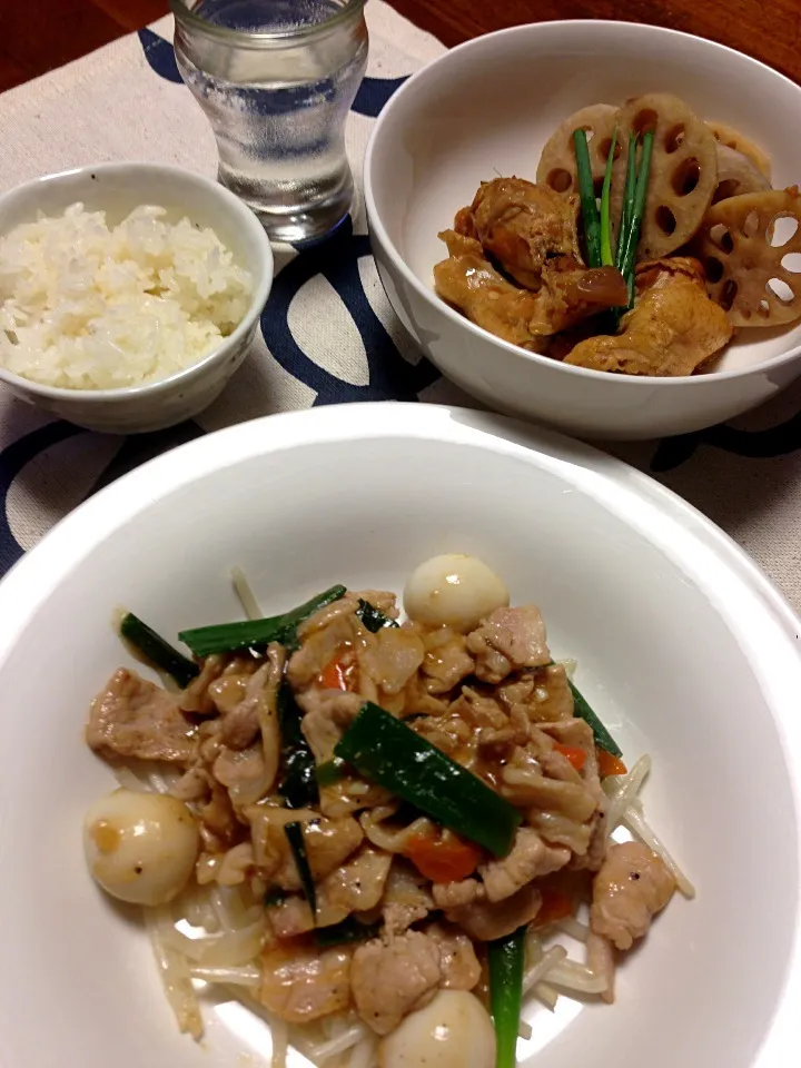 モヤシのあんかけ&レンコンと手羽元の照り煮🍗|ゆかゴリラさん