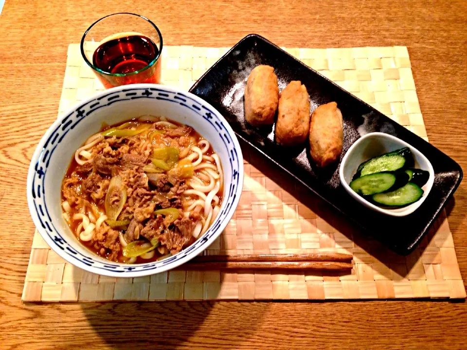 カレーうどん&牛そぼろ入り稲荷|きょうこさん