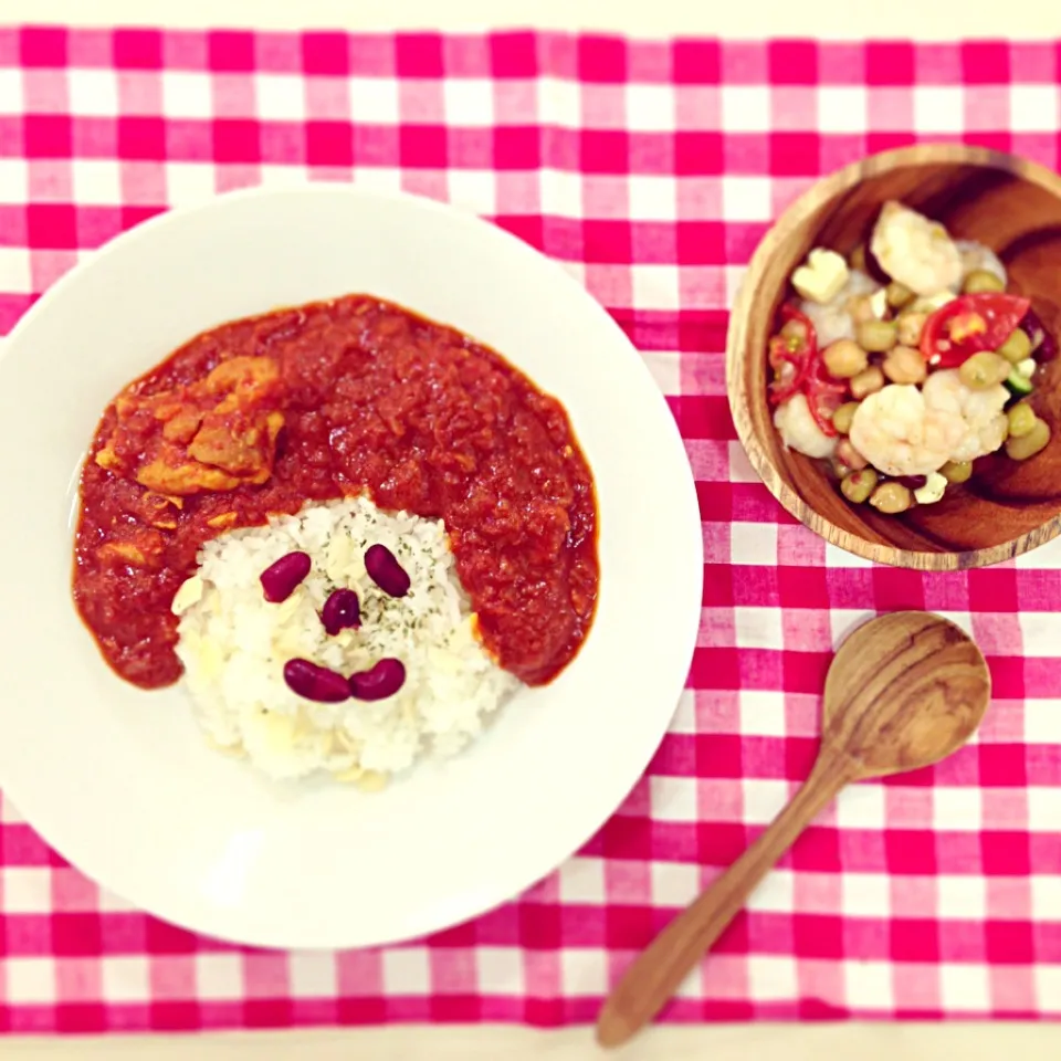 チキンのフレッシュカレーとビーンズサラダ|ぼぼさん