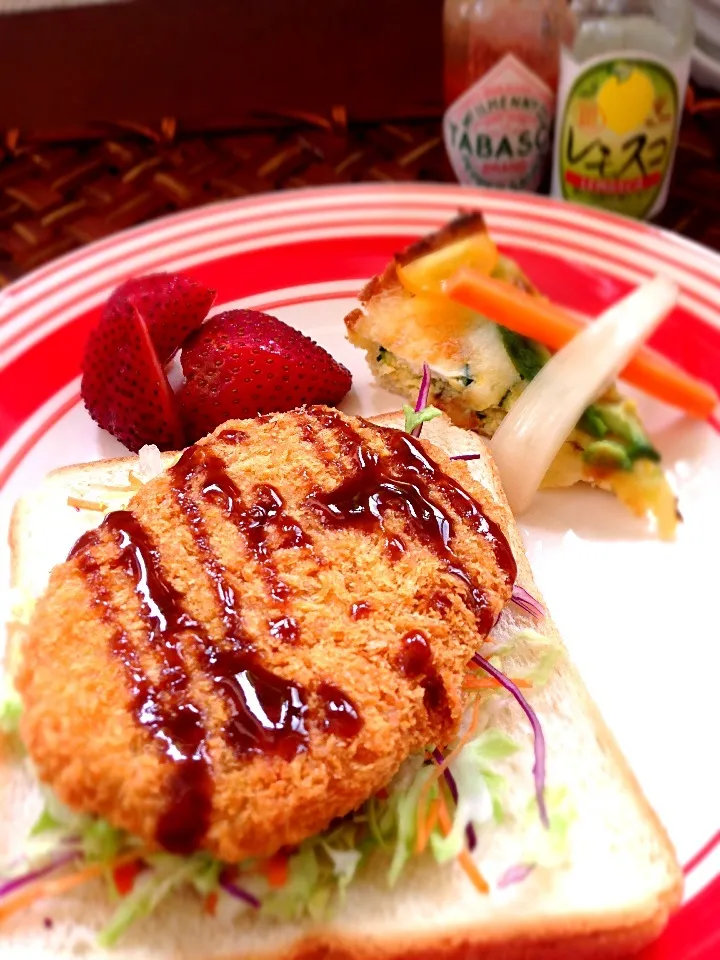 Croquette Open sandwich🍞ｺﾛｯｹ ｵｰﾌﾟﾝｻﾝﾄﾞｳｨｯﾁ|🌈Ami🍻さん