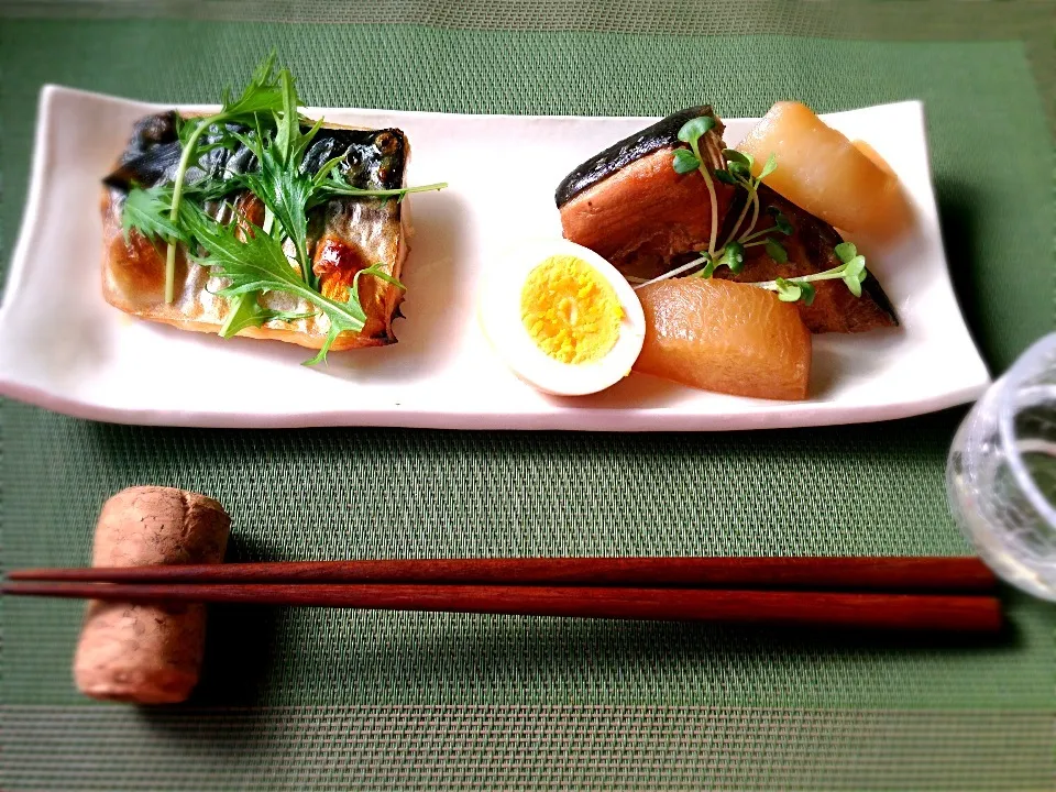 Salted mackerel&Sour-simmered yellowtail with radish&boiled egg🐟塩鯖とさっぱり煮鰤大根|🌈Ami🍻さん