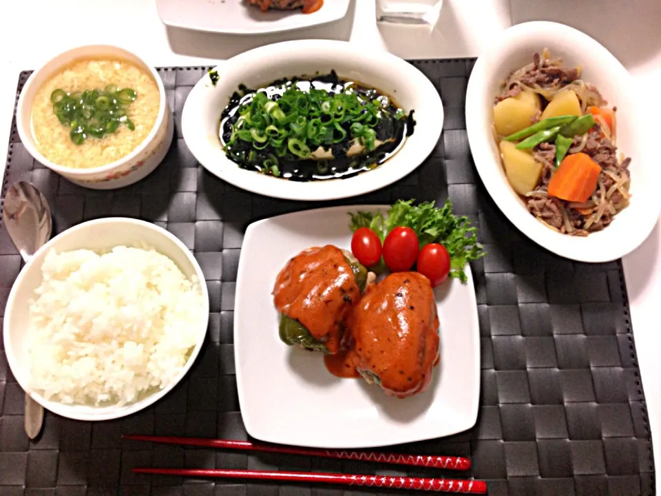 晩ご飯はピーマンの肉詰め|mkさん