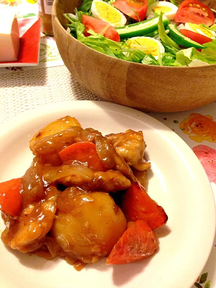 お酢でさっぱり鳥肉と新ジャガのあんかけ|やちんこさん