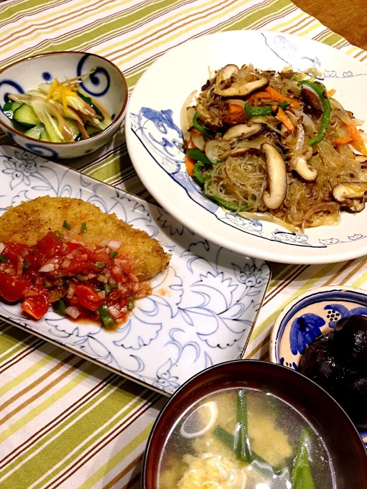 今日の晩ご飯〜生タラのフライサルサソースかけ|ぺぽりさん