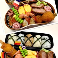 Snapdishの料理写真:長女学校弁当と長男体育祭弁当|chikoさん