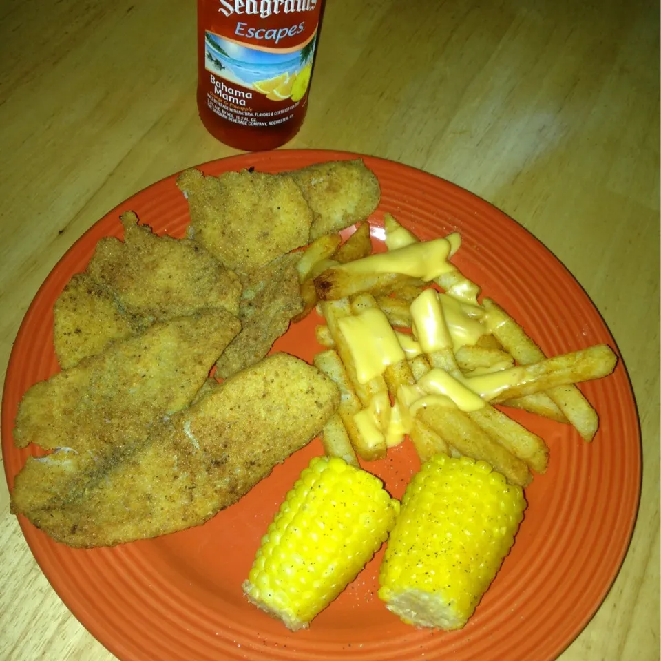 Fried fish... French fries ... Corn...|nickey featherさん