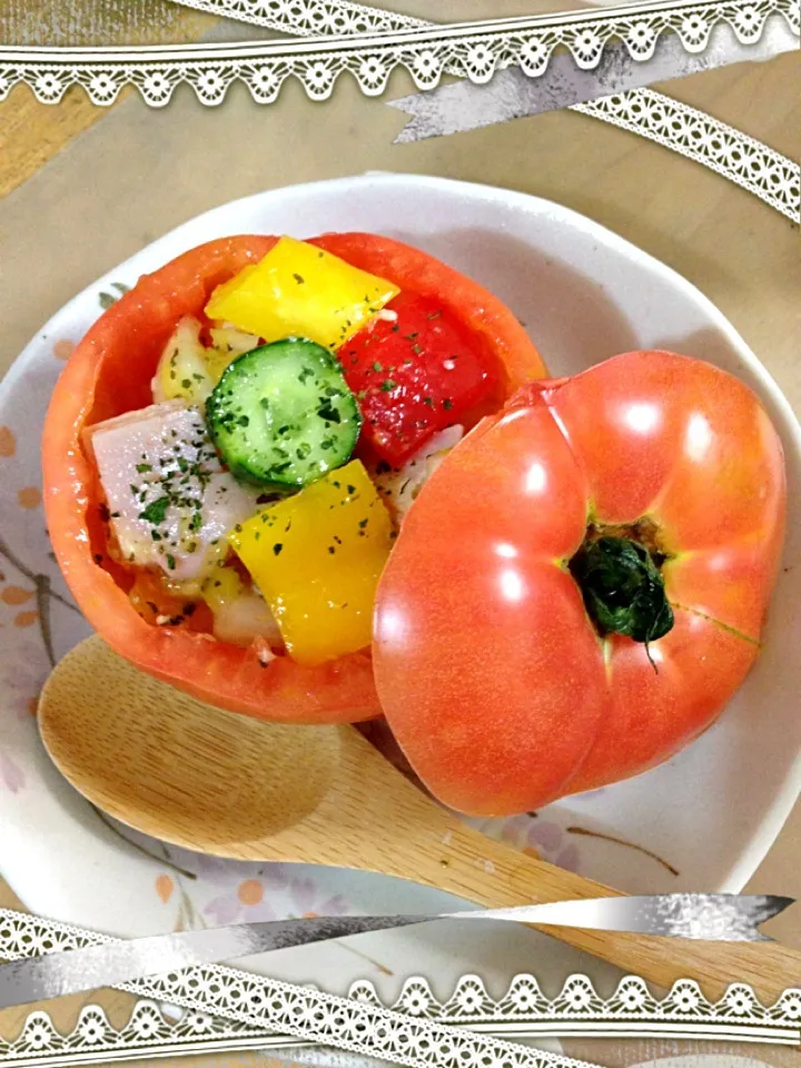 Snapdishの料理写真:パプリカマリネｉｎトマト🍅♡|♥DaiA♦さん