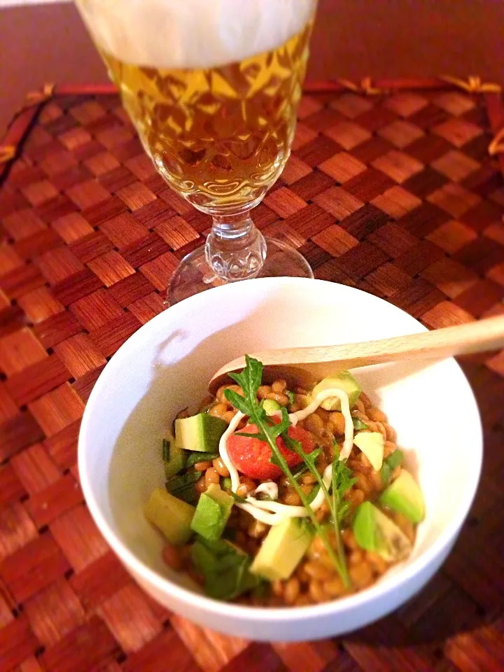 Avocado natto cod roe🍻( ›◡ु‹ )ｱﾎﾞｶﾄﾞ納豆明太子|🌈Ami🍻さん