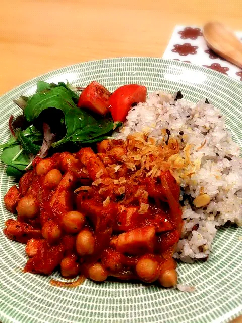 ひよこ豆とベーコンのトマト煮|ふくまめさん