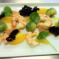 Ruby Red Shrimp Citrus, Forbidden Rice Crisp, Miner Lettuce|robb garceauさん