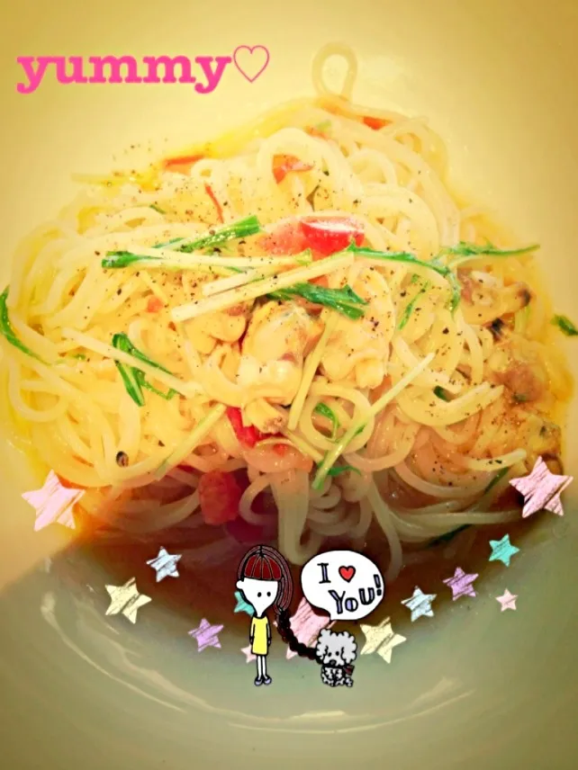 あさりと水菜のオイルパスタ☆|まいさん