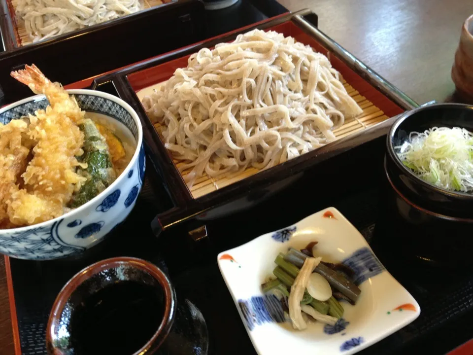 営業マンの昼ごはん  もりそばミニ天丼|ぽんたさん