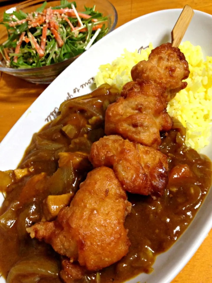 チキンカレー 唐揚げトッピング|カウンター嬢さん