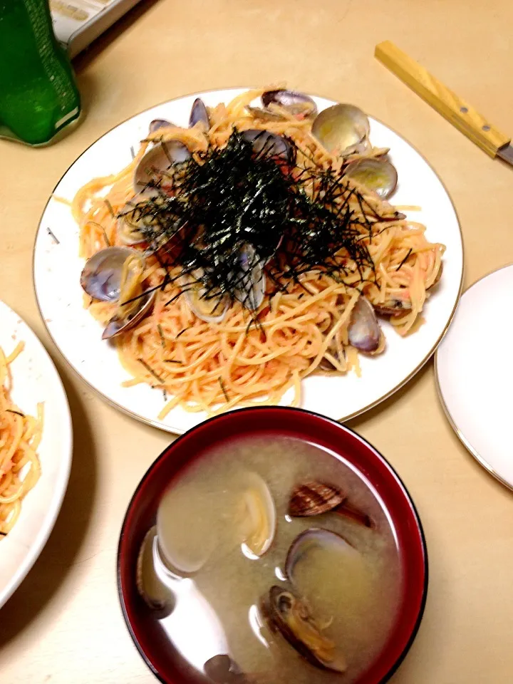 あさりと明太子のパスタ＆あさりのお味噌汁|michi.coさん