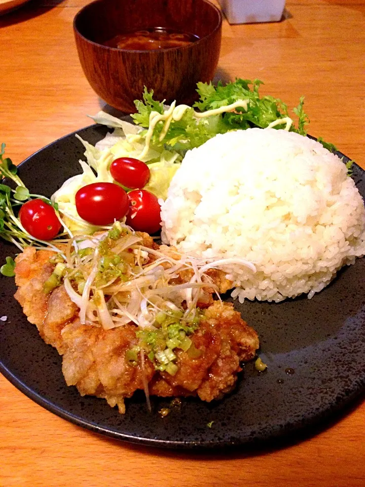 鶏のネギソースwwとグレープトマト🍅わさび菜|トッシ~さん