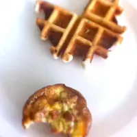 Egg, and sausage cupcake with a side of mini waffle|Crystalさん