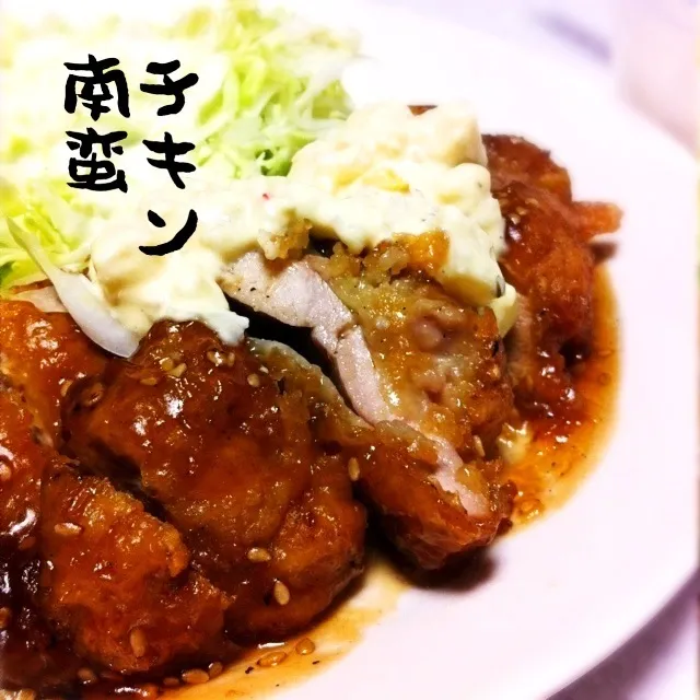 130525-チキン南蛮、キャベツサラダ、ご飯 ¥280 #夕食 #自炊|dune725さん