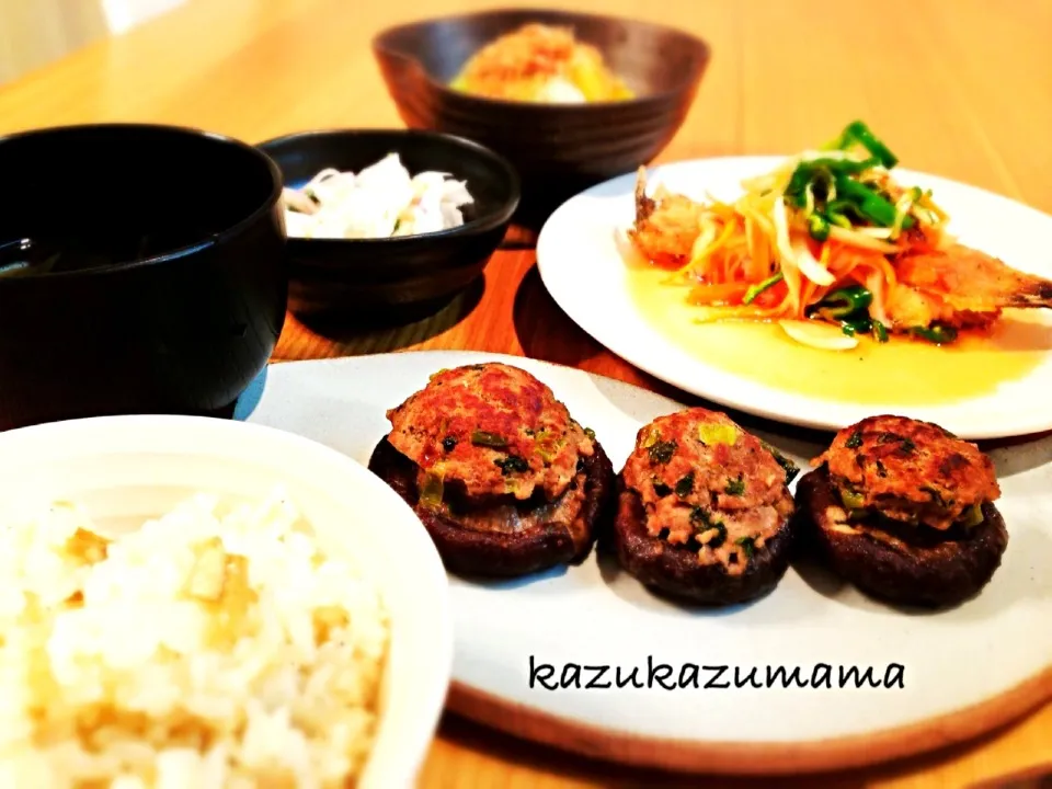 椎茸の肉詰め&カレイ南蛮漬け|kazukazumamaさん