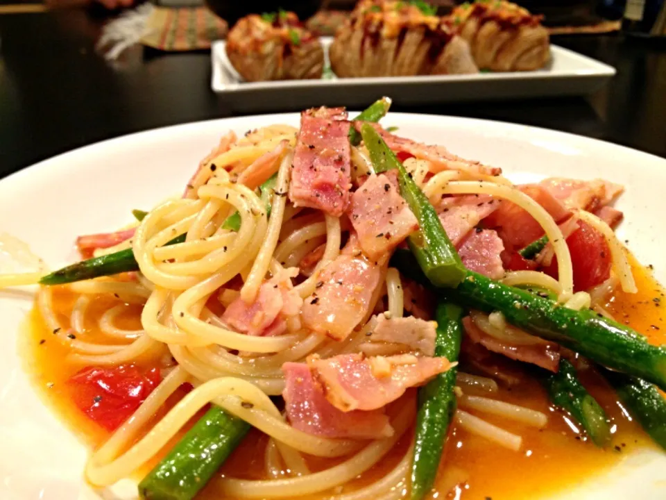 Bacon and asparagus pasta|yuiさん