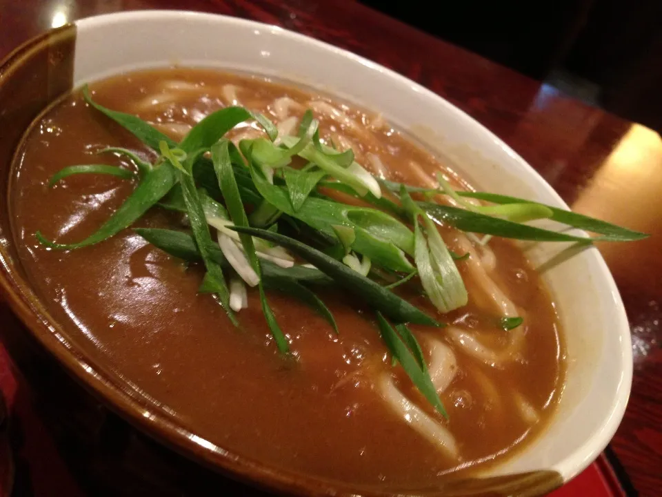 Snapdishの料理写真:すじ肉カレーうどん。和風だし片栗粉系のオーソドックスなお味でした。|たけうちさん