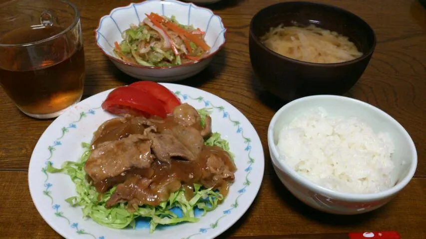 しょうが焼き＆klalaさんの中華春雨サラダ⭐＆大根の味噌汁|えっちゃんさん