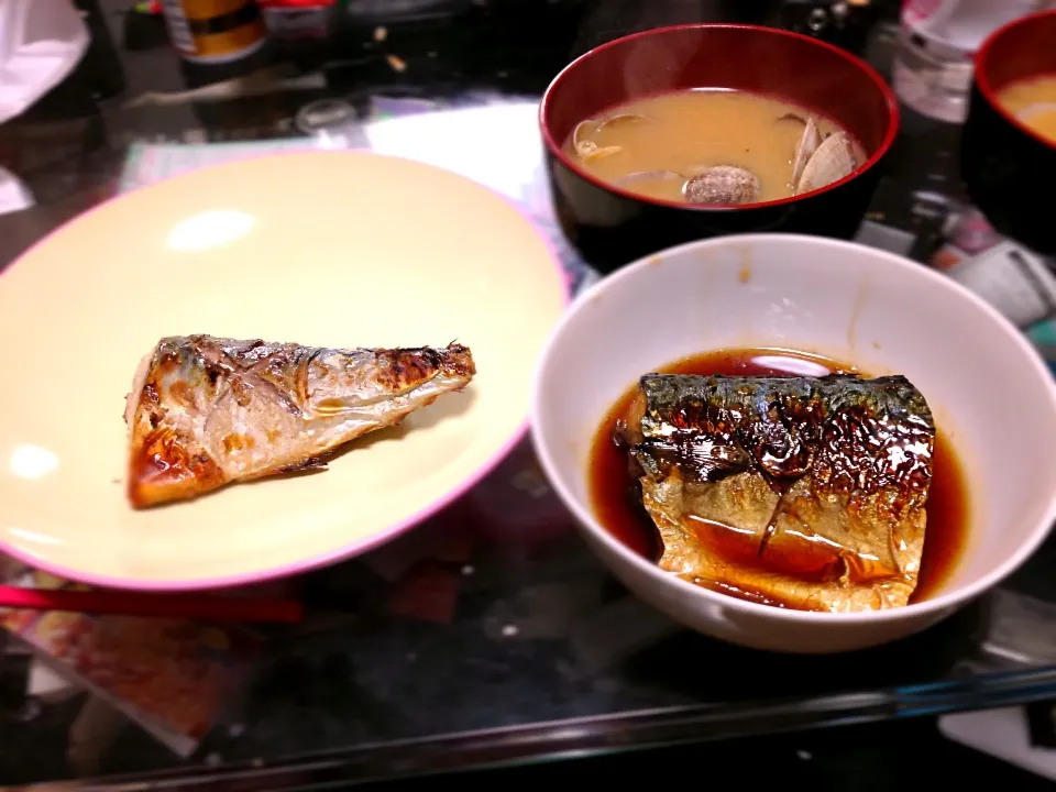 鯖の塩焼きと煮付けとアサリの味噌汁|夏海さん