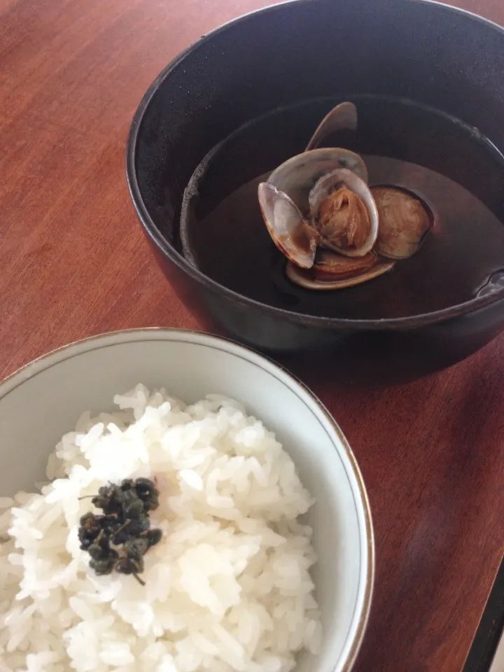 実山椒の佃煮ご飯＆あさりの赤だし|kuchiさん