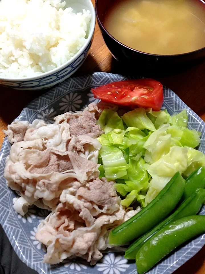 Snapdishの料理写真:自宅冷しゃぶ定食|tairaさん