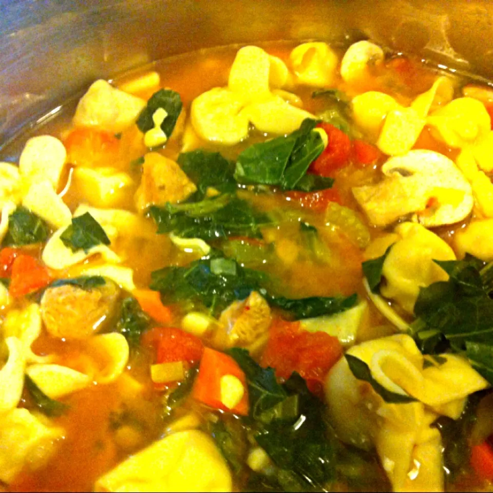 Chicken pasta soup with collard greens|virginia frasseさん