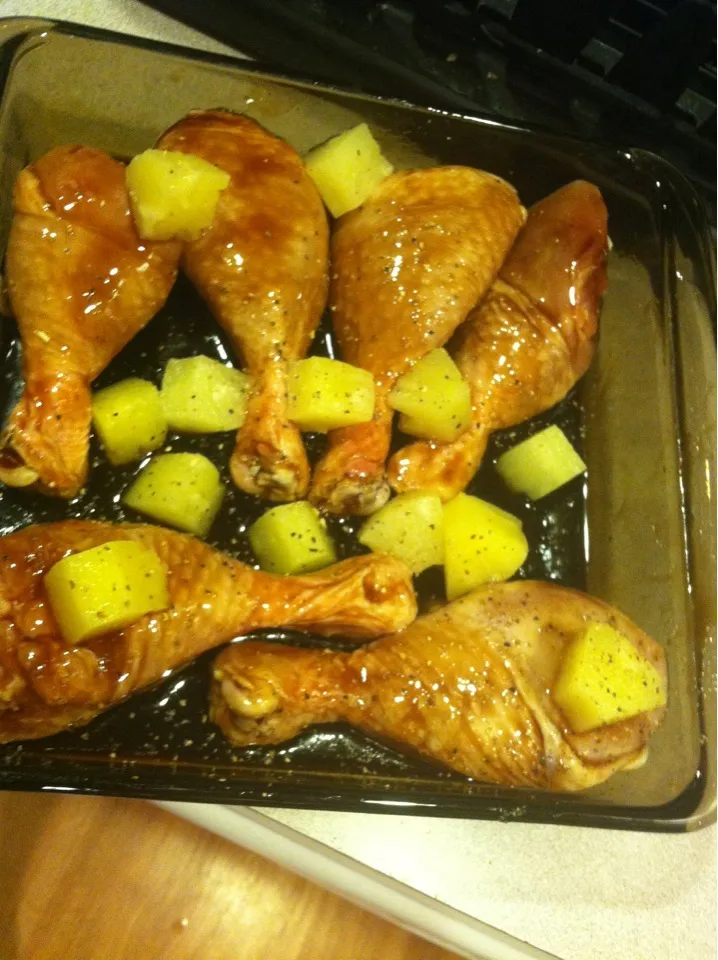 Snapdishの料理写真:Pineapple lemon teriyaki drumsticks|ashley sandsさん