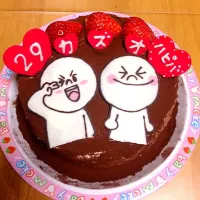 Snapdishの料理写真:LINEキャラ（ムーン）ケーキ|めぐみさん