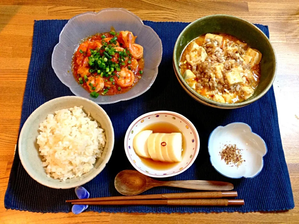 エビチリ 麻婆豆腐 やまいも漬|古賀愛さん