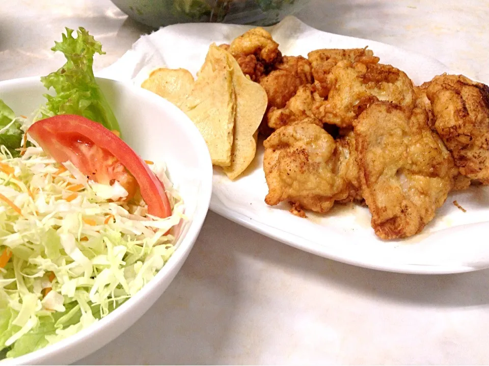 鶏胸肉ヨーグルト揚げ＆サラダ|青ゾーラさん