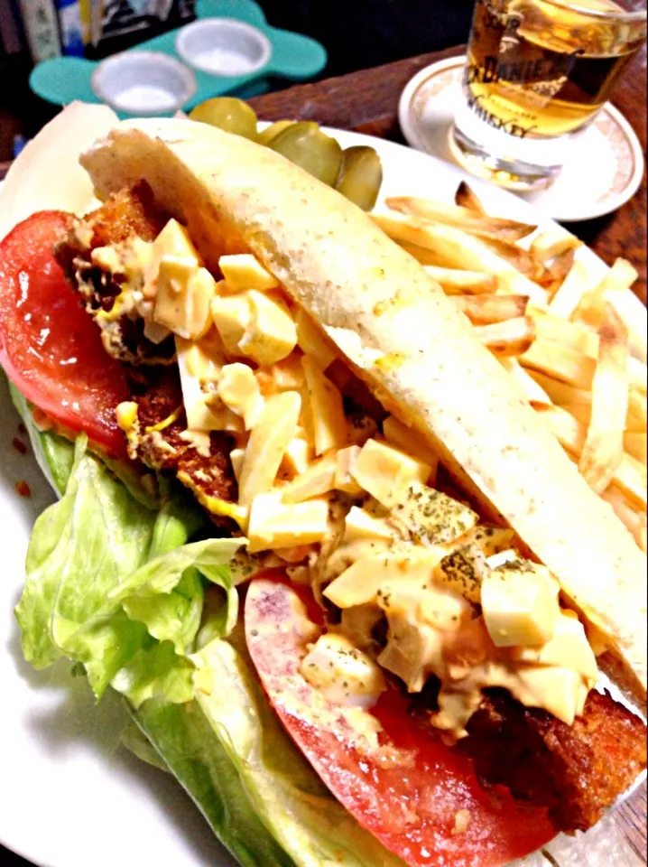 Snapdishの料理写真:Po-Boy Sandwitch. Cajun style.                      ルイジアナ風|yorikoさん