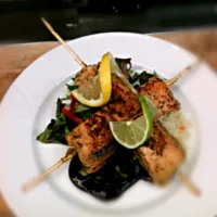 Snapdishの料理写真:White wine and Herb salmon skewers with a Blueberry Ginger sauce|Shaun Hudsonさん