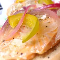 Open faced Habanero salmon bagel sandwich ww 11pp|viriさん