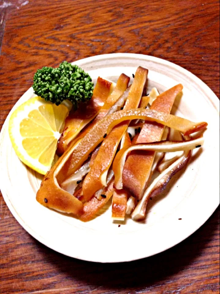 Snapdishの料理写真:自家製燻製 ミミガー(^ ^) Smoked Pig' s ear Okinawan cuisine style.|yorikoさん