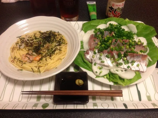 海鮮パスタとワカナのお造り！✩⃛꒰⁎⁍̴◡⁍̴⁎ ॢ꒱✨|サソリさん