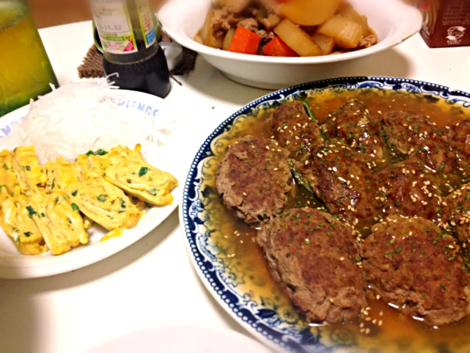 ピーマンの肉詰め＊たまごやき＊大根のほっこり煮|ゆいさん