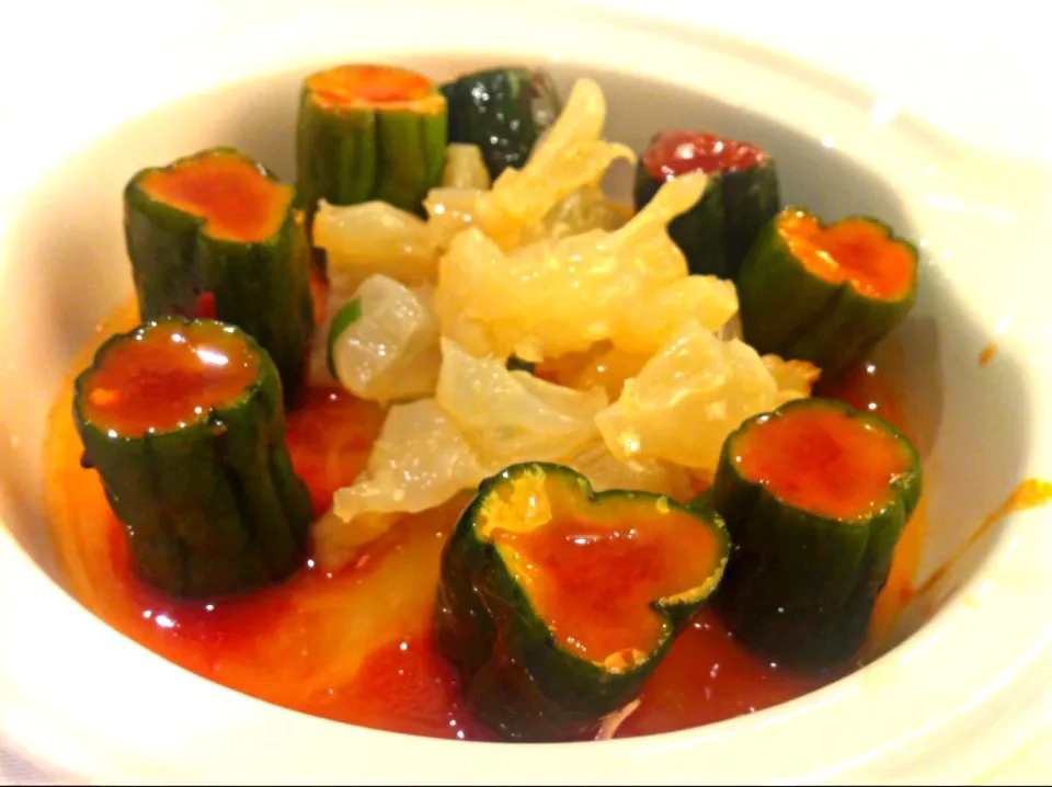 Snapdishの料理写真:Sliced jelly fish with cucumber|skyblueさん